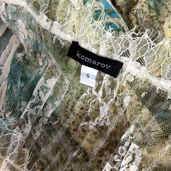 Komarov 3/4 Sleeve Crinkle Tie Up Back Tunic Mini Dress Size S - Picture 4 of 6